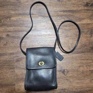 Vintage Coach Black Leather Scooter Bag Purse 9893